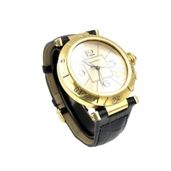 Montre CARTIER "Pasha" en or jaune et cuir