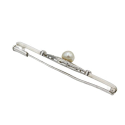 Broche Barrette en or, platine, perle et diamants