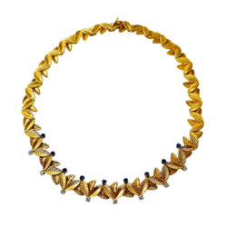 Collier Ras de Cou VAN CLEEF & ARPELS Feuilles en or jaune, saphirs et diamants