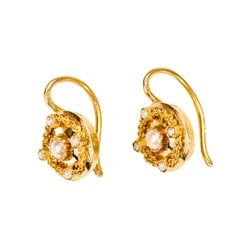 Boucles d'oreilles Pendantes en or jaune et perles