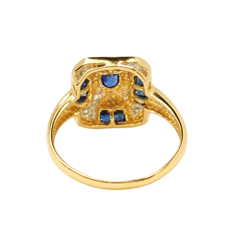 Bague Entourage en or jaune, saphirs et diamants