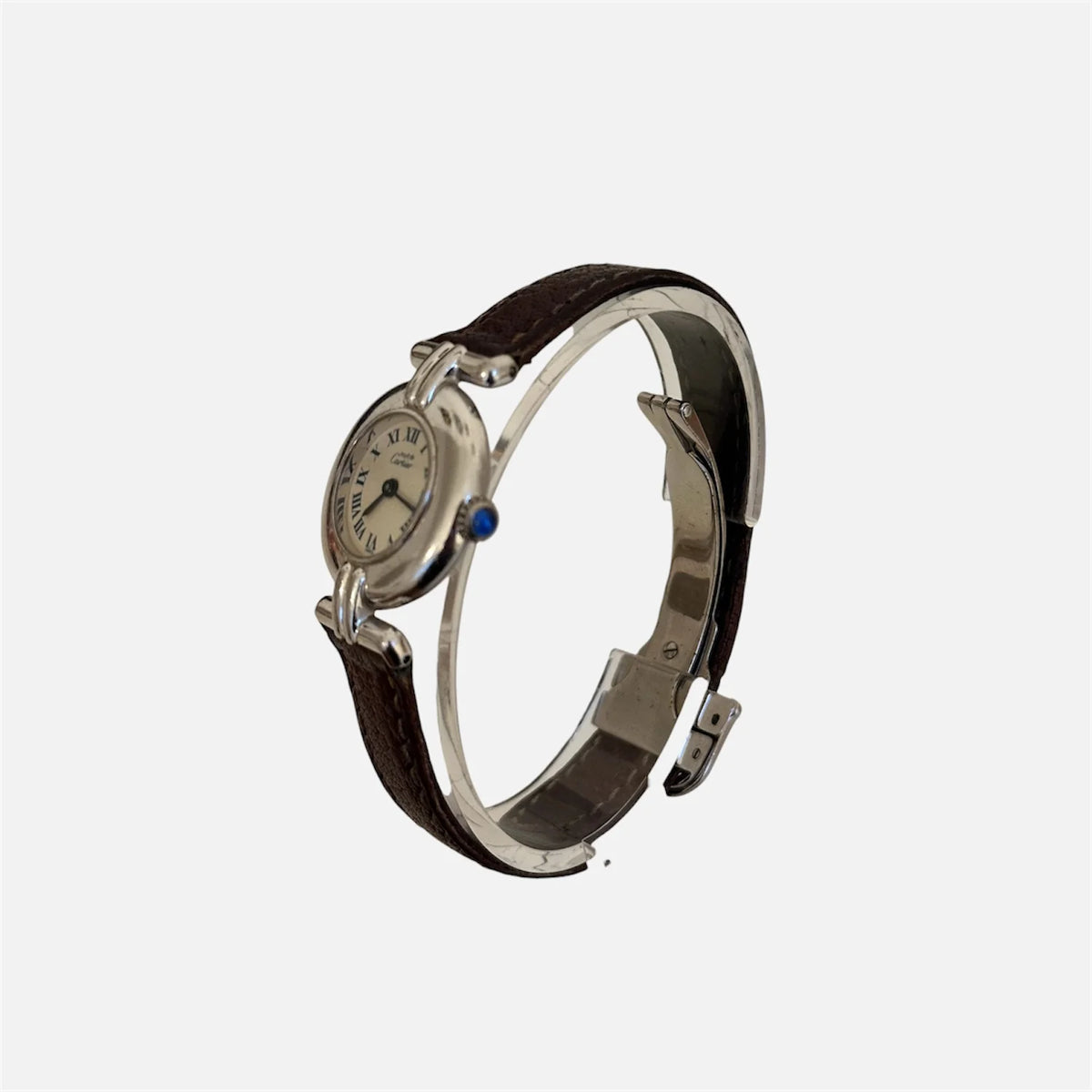 Montre CARTIER Colisée en argent et cuir