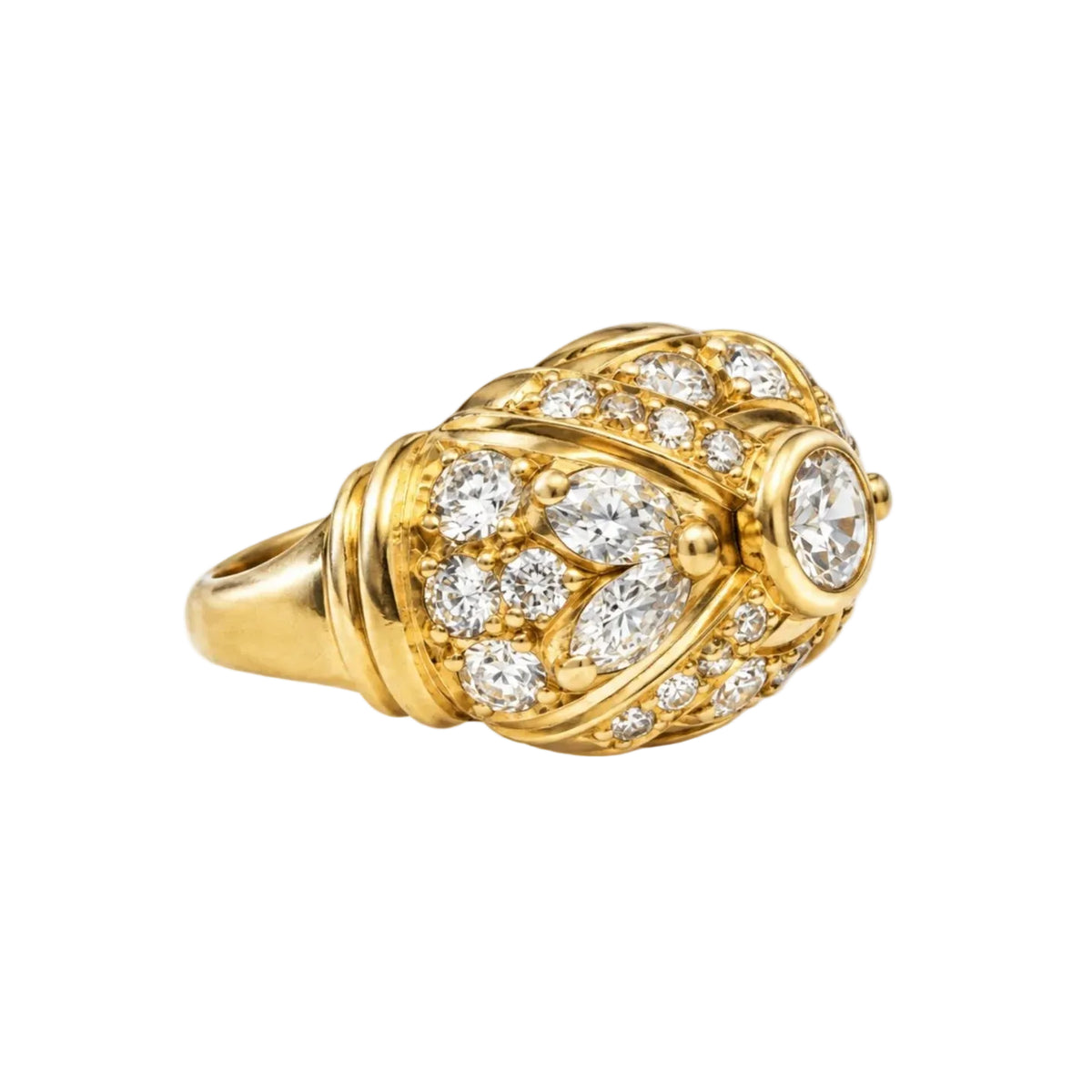Bague Dôme en or jaune et diamants