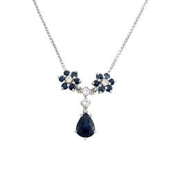Collier Pendentif en or blanc, saphirs et diamants