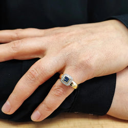 bague Jonc en or jaune, saphirs et diamants