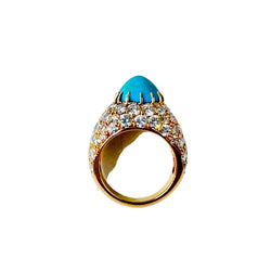 Bague BOUCHERON en or jaune, turquoise et diamants