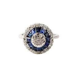 Bague Dôme en or blanc, saphirs et diamants