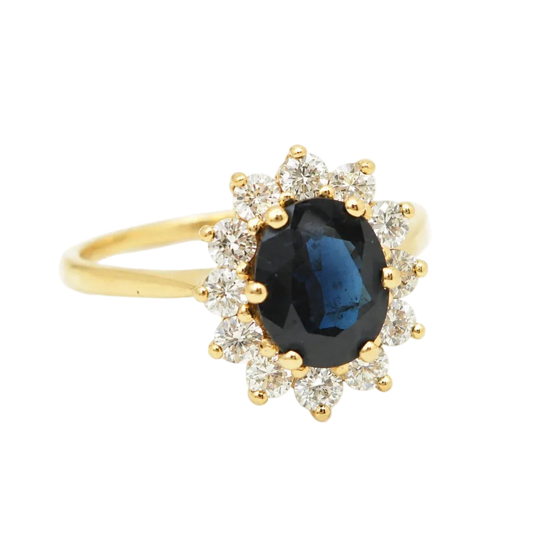 Bague Marguerite en or jaune, saphir et diamants