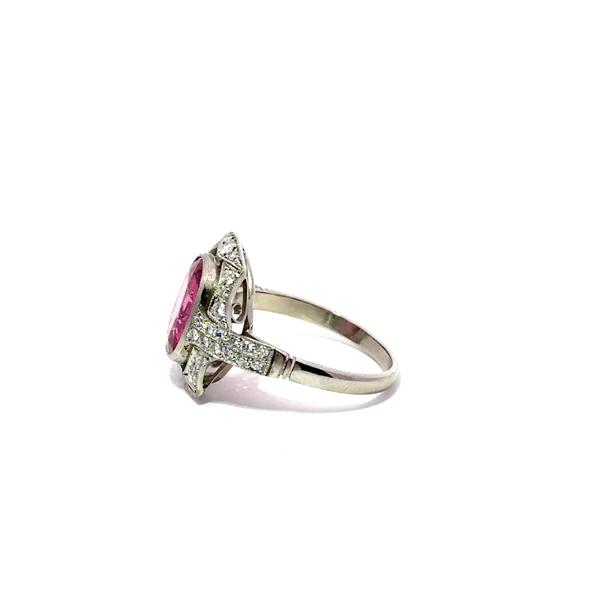 Bague Entourage en platine, tourmaline et diamants