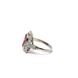 Bague Entourage en platine, tourmaline et diamants