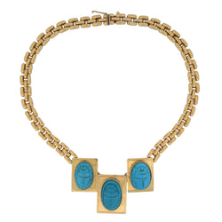 Collier Plastron en or jaune et turquoises