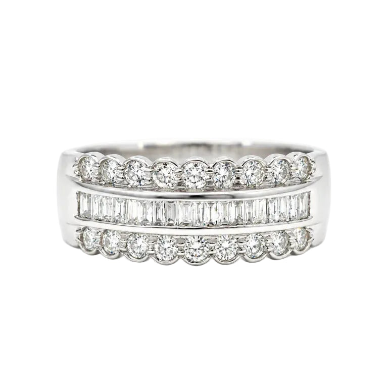 Bague Bandeau en or blanc et diamants