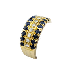 Bague Bandeau en or jaune, saphirs et diamants