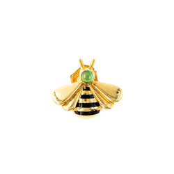 Broche Pin CARTIER "Abeille" en or jaune, émail et émeraude