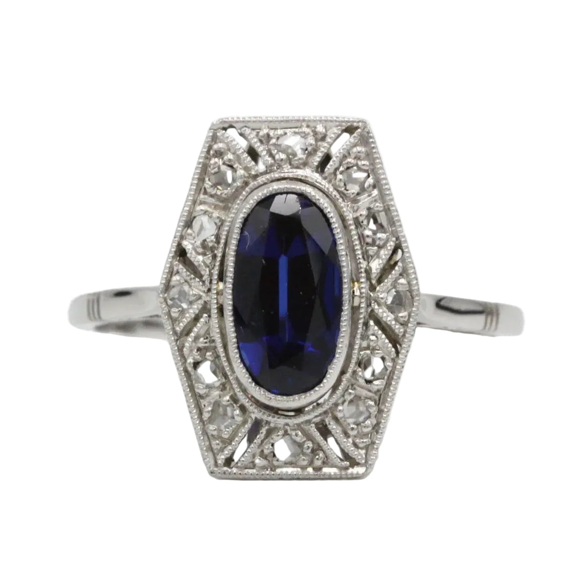 Bague Entourage en or blanc, saphir et diamants