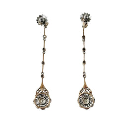 Boucles d'oreilles Belle Époque en platine, or jaune et diamants