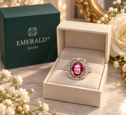 Bague Entourage en platine, tourmaline et diamants