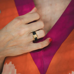 Bague Bandeau HERMÈS en or jaune et crin