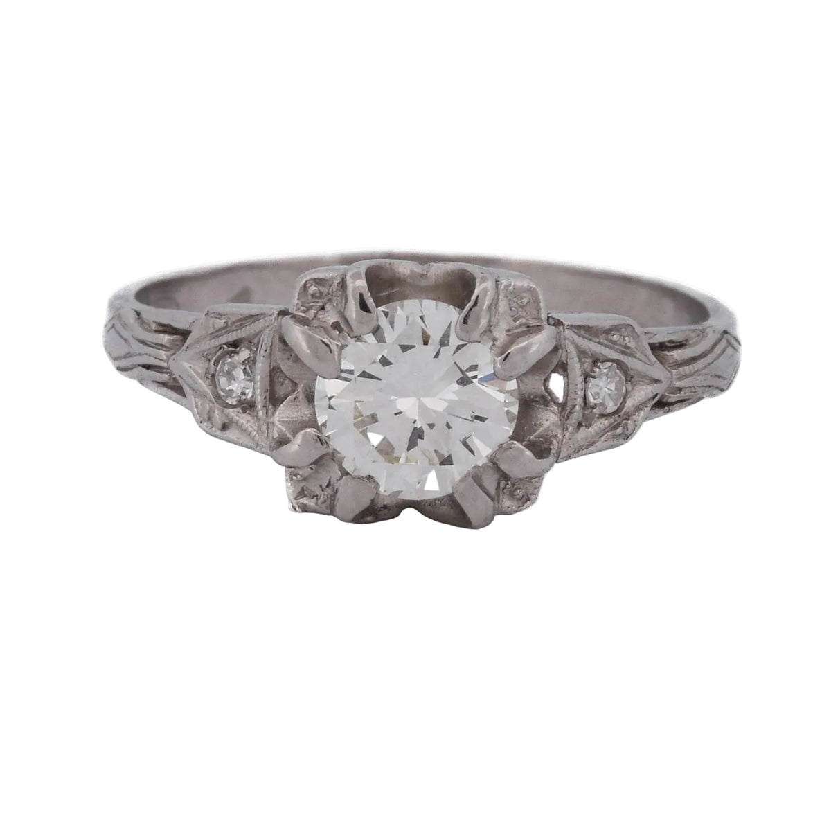 Bague Solitaire en platine et diamants