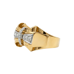 Bague Tank en or jaune et diamants