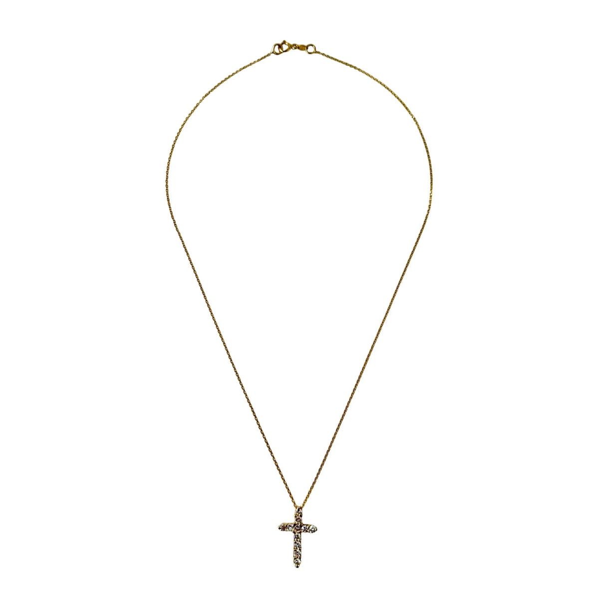 Collier Pendentif Croix en or jaune et diamants