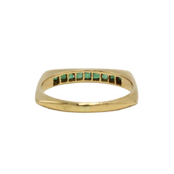 Bague Alliance en or jaune et émeraudes