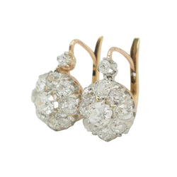 Boucles d'oreilles Dormeuses en or jaune, platine et diamants