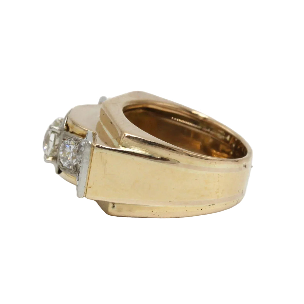 Bague Tank en or jaune, platine et diamants