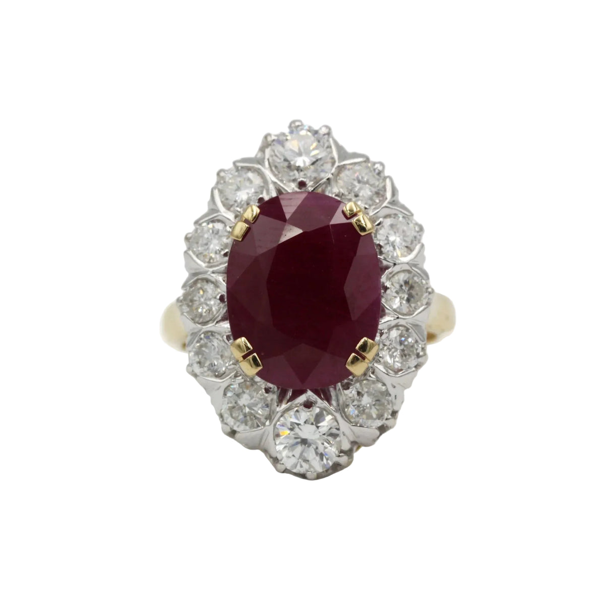 Bague Marguerite en or jaune, rubis et diamants