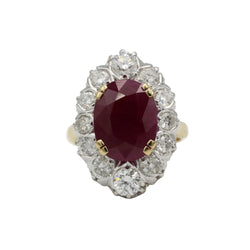 Bague Marguerite en or jaune, rubis et diamants