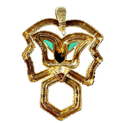 Collier Pendentif FRED en or jaune, chrysoprases et onyx