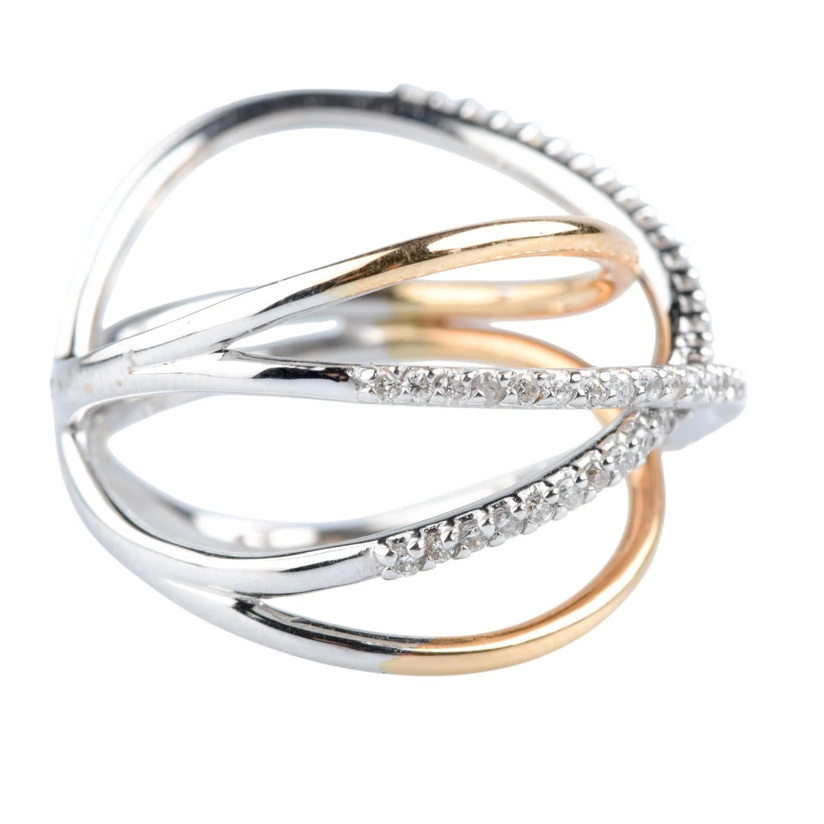 Bague Pavée en or blanc, or jaune et diamants