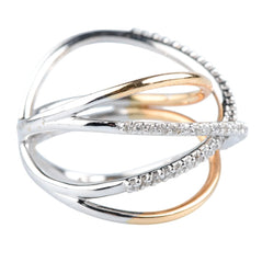 Bague Pavée en or blanc, or jaune et diamants