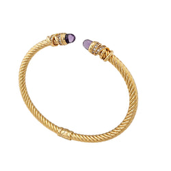 Bracelet Jonc en or jaune, améthystes et diamants