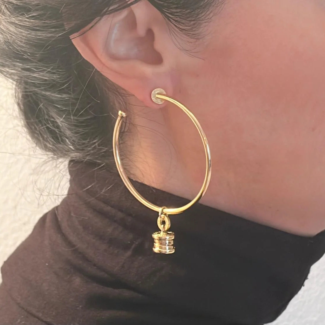 Boucles d'oreilles Créoles BULGARI "B.Zero1" en or jaune
