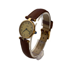 Montre CARTIER "Vendôme" en vermeil, acier et cuir