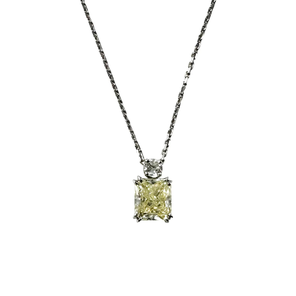 Collier Pendentif en or blanc, diamant fancy yellow et diamant