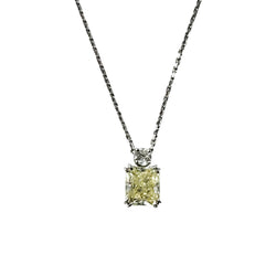 Collier Pendentif en or blanc, diamant fancy yellow et diamant