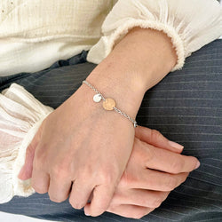 Bracelet Breloques HERMES Ex-Libris en argent et or rose