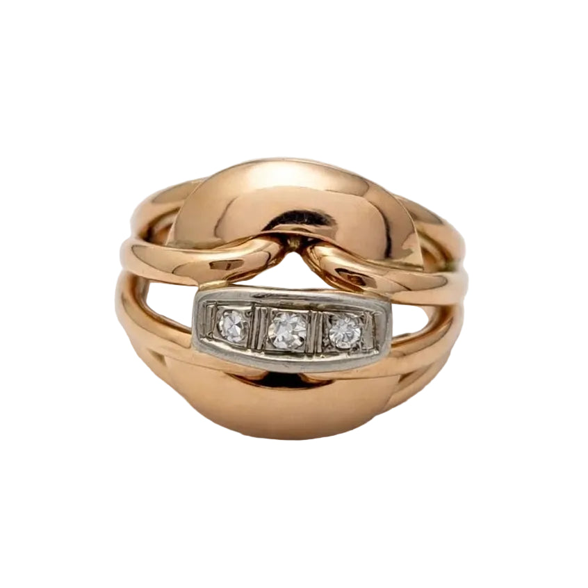 Bague Dôme en or rose et diamants