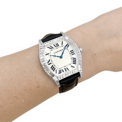 Montre CARTIER "Tortue" en or blanc et diamants