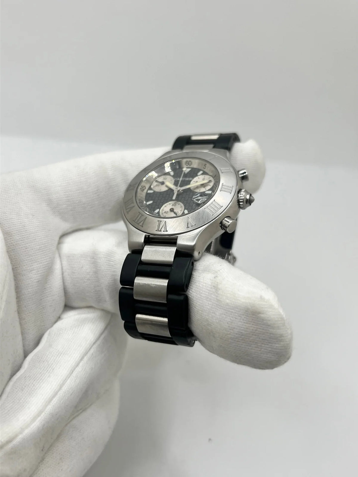 Montre CARTIER "21 Chronoscaph" en acier inoxydable et caoutchouc