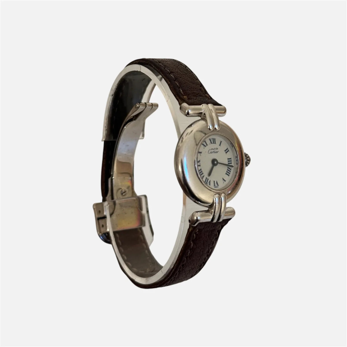 Montre CARTIER Colisée en argent et cuir