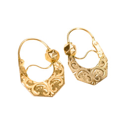 Boucles d'oreilles Créoles en or blanc, or jaune et or vert