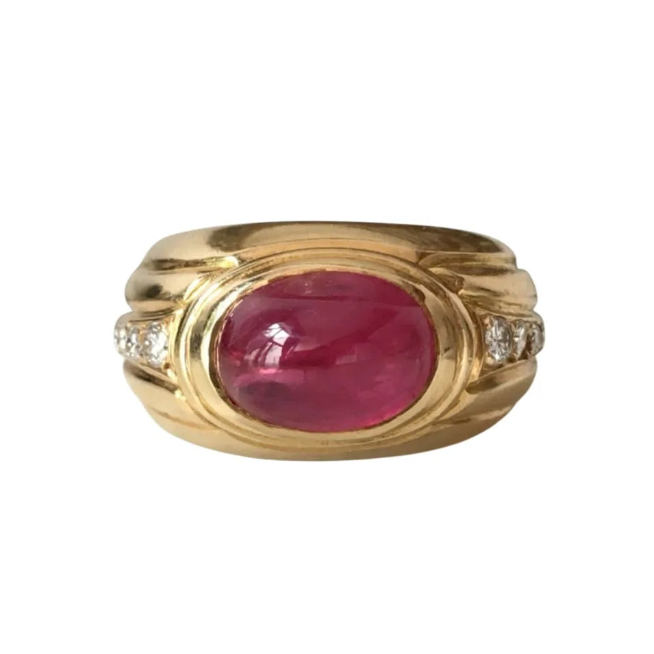 Bague Jonc en or jaune, rubis et diamants