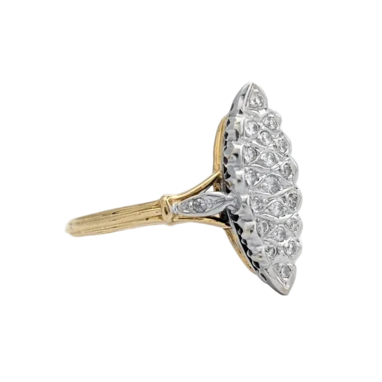 Bague Marquise en or blanc, or jaune et diamants