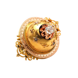Broche Épingle en or jaune, perles et diamant