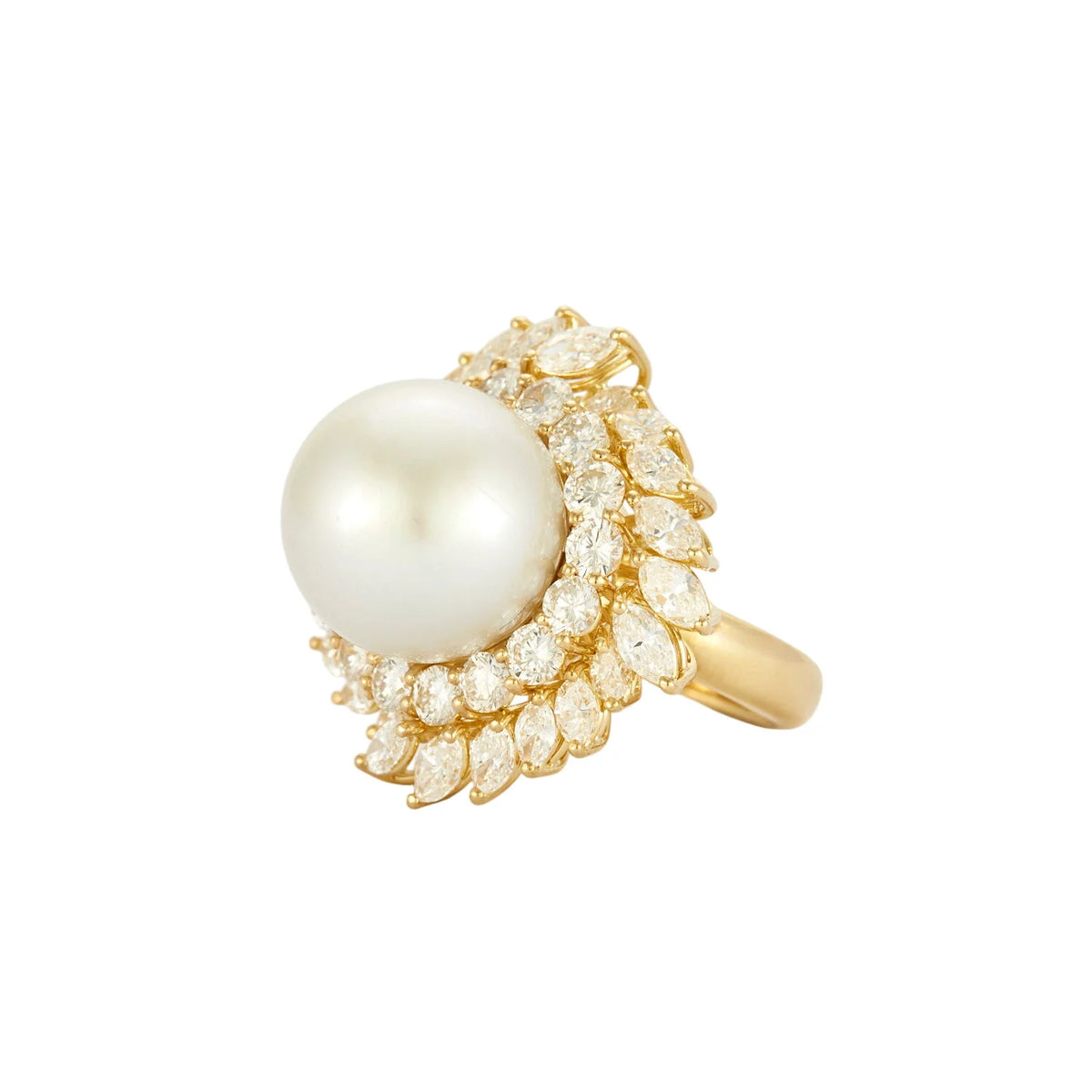 Bague Cocktail BUCHERER en or jaune, perle et diamants