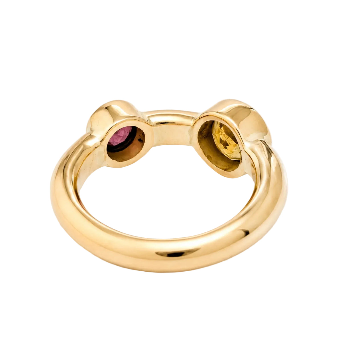 Bague Toi & Moi en or jaune et tourmalines