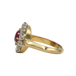 Bague Marguerite en or jaune, platine, rubis et diamants